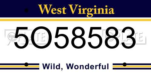 5O58583 West Virginia License Plate
