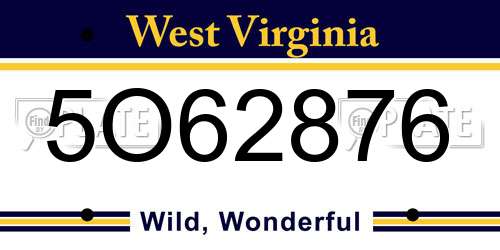 5O62876 West Virginia License Plate