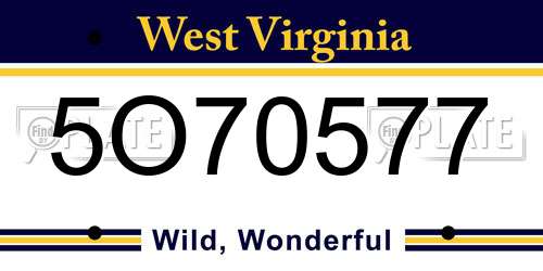 5O70577 West Virginia License Plate