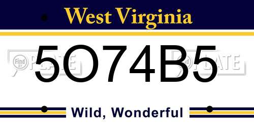 5O74B5 West Virginia License Plate