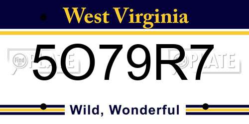 5O79R7 West Virginia License Plate