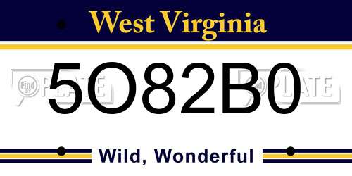 5O82B0 West Virginia License Plate