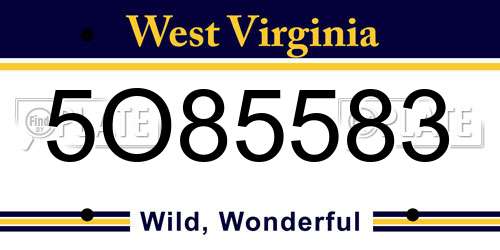 5O85583 West Virginia License Plate