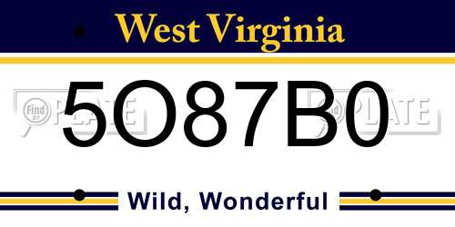 5O87B0 West Virginia License Plate