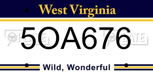5OA676 West Virginia License Plate