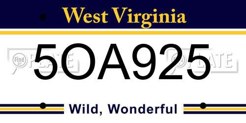 5OA925 West Virginia License Plate