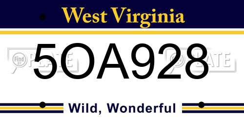 5OA928 West Virginia License Plate