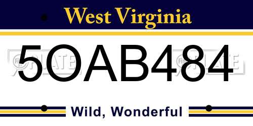 5OAB484 West Virginia License Plate