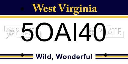 5OAI40 West Virginia License Plate