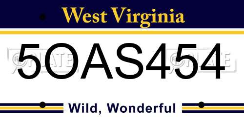 5OAS454 West Virginia License Plate