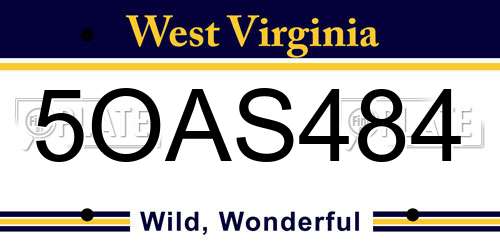 5OAS484 West Virginia License Plate