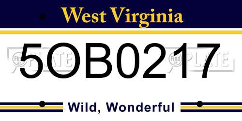 5OB0217 West Virginia License Plate