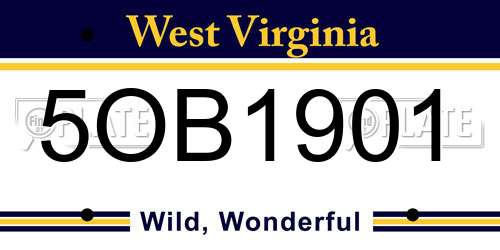5OB1901 West Virginia License Plate