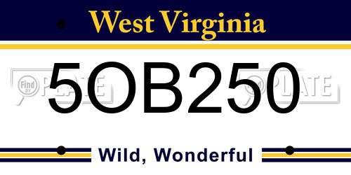 5OB250 West Virginia License Plate
