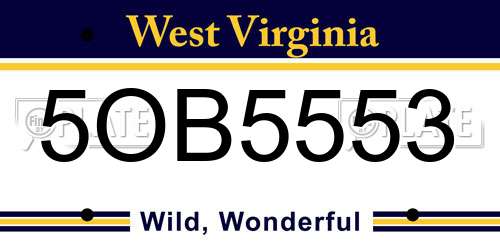 5OB5553 West Virginia License Plate