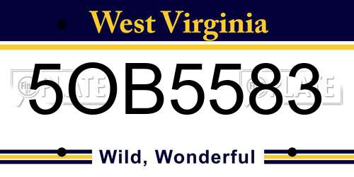 5OB5583 West Virginia License Plate