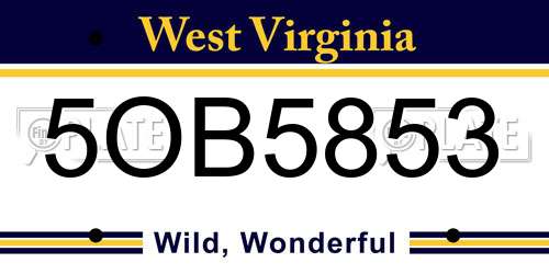 5OB5853 West Virginia License Plate