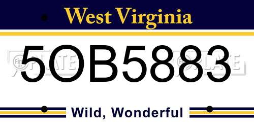 5OB5883 West Virginia License Plate