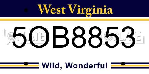 5OB8853 West Virginia License Plate