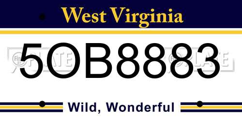 5OB8883 West Virginia License Plate