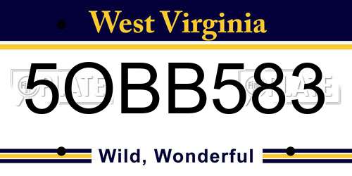 5OBB583 West Virginia License Plate