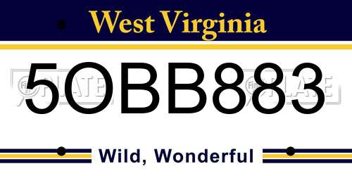 5OBB883 West Virginia License Plate