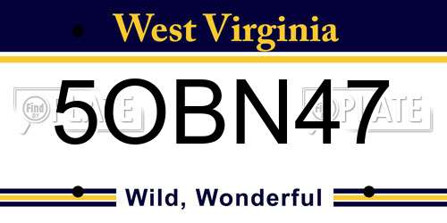 5OBN47 West Virginia License Plate