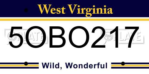 5OBO217 West Virginia License Plate