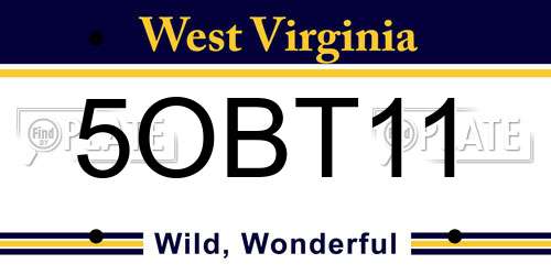 5OBT11 West Virginia License Plate