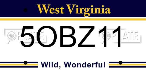 5OBZ11 West Virginia License Plate