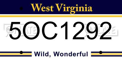 5OC1292 West Virginia License Plate