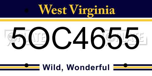5OC4655 West Virginia License Plate