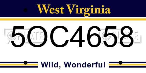 5OC4658 West Virginia License Plate
