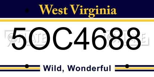 5OC4688 West Virginia License Plate
