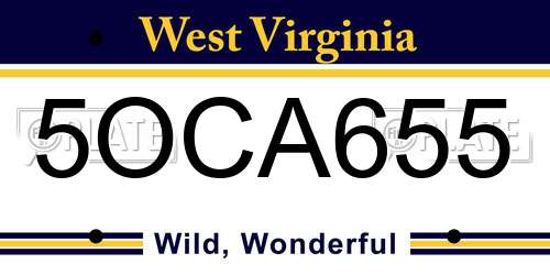 5OCA655 West Virginia License Plate