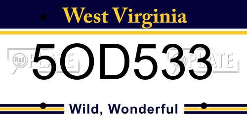 5OD533 West Virginia License Plate