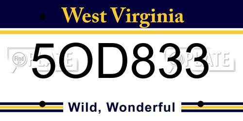 5OD833 West Virginia License Plate