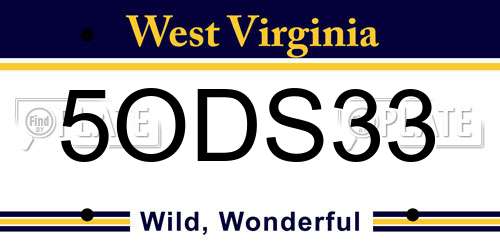 5ODS33 West Virginia License Plate