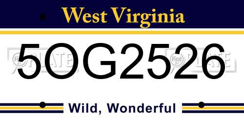 5OG2526 West Virginia License Plate