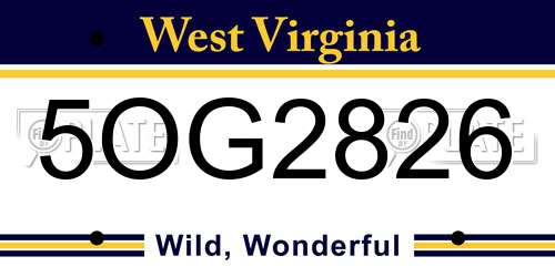 5OG2826 West Virginia License Plate