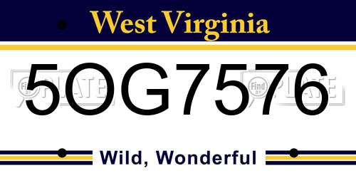 5OG7576 West Virginia License Plate