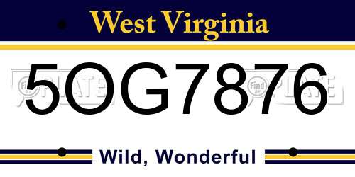 5OG7876 West Virginia License Plate