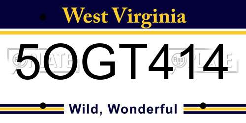 5OGT414 West Virginia License Plate