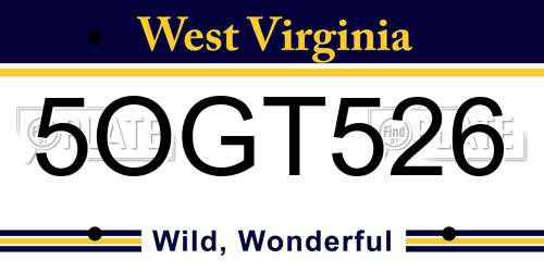5OGT526 West Virginia License Plate