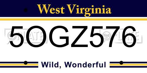 5OGZ576 West Virginia License Plate