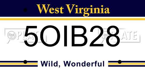 5OIB28 West Virginia License Plate
