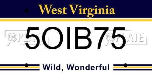 5OIB75 West Virginia License Plate