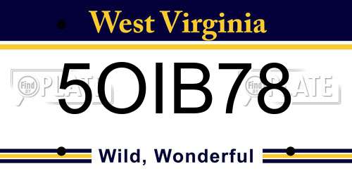 5OIB78 West Virginia License Plate