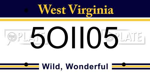 5OII05 West Virginia License Plate
