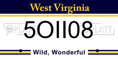 5OII08 West Virginia License Plate